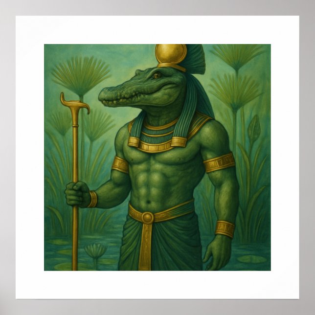 Sobek Crocodilo Poster | Arte do Mito Antigo (Frente)