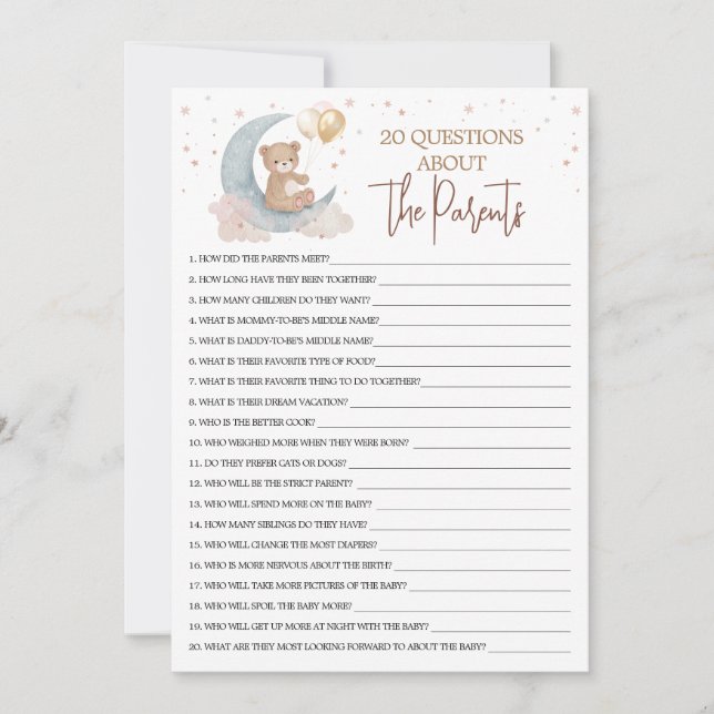 Sobre a lua 20 perguntas sobre o cartão dos pais (Frente)