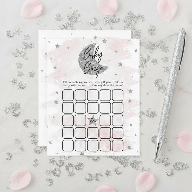 Sobre A Lua | Girls Chá de fraldas Bingo (Criador carregado)