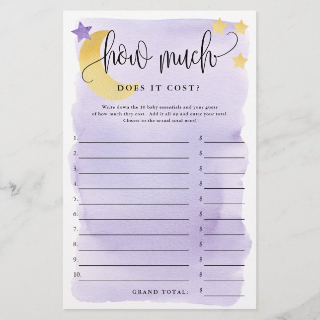 Sobre a Lua, Quanto é o Cartão de Papel Roxo? (Frente)