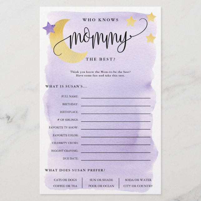 Sobre a Lua que conhece o cartão de papel roxo da  (Frente)