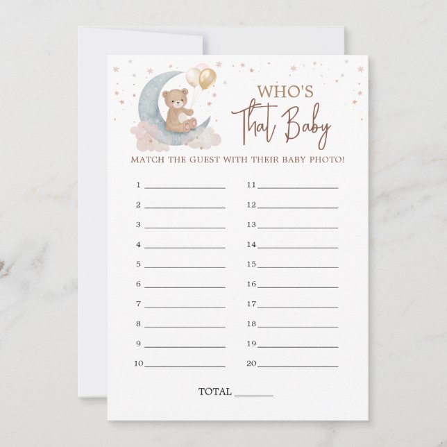 Sobre a Lua Quem é Aquele Cartão de Foto para Bebê (Frente)