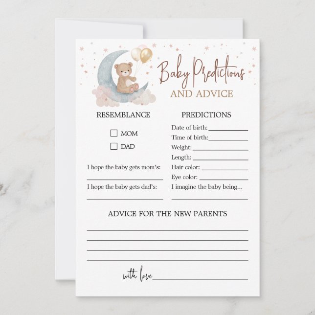 Sobre as previsões e o cartão de conselho do bebê  (Frente)
