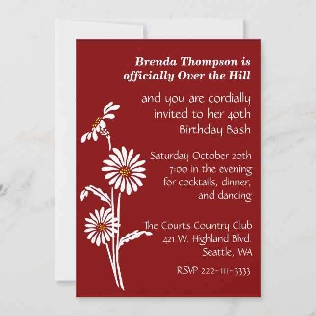 Sobre o Convite de aniversário Hill (Frente)