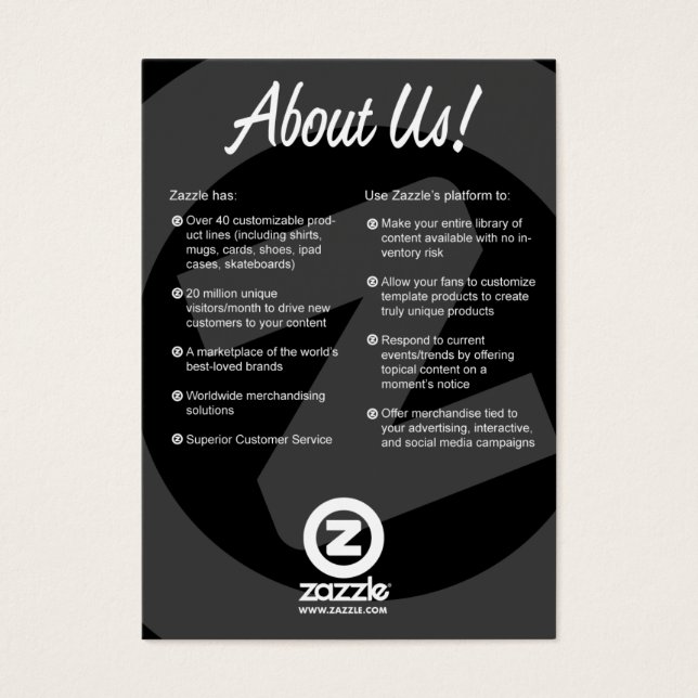 Sobre o nosso Cartão (Frente)