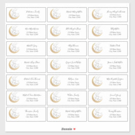 Sobre os adesivos de envelopes de endereço de lua