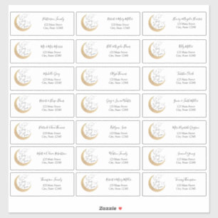 Sobre os adesivos de envelopes de endereço de lua