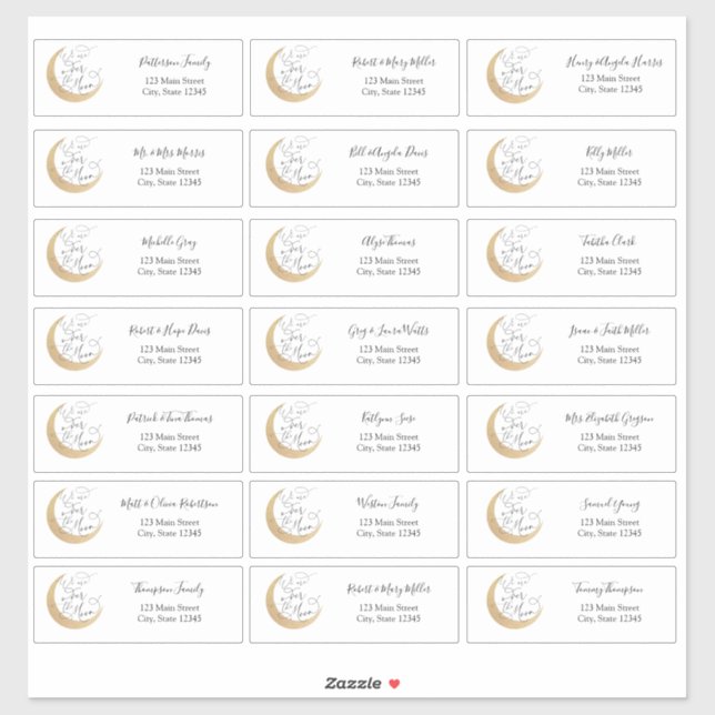Sobre os adesivos de envelopes de endereço de lua (Folha)