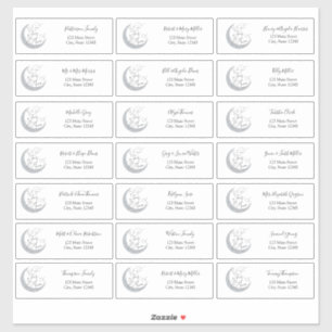 Sobre os adesivos de envelopes de endereço de lua