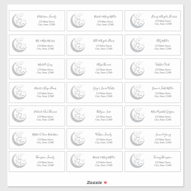 Sobre os adesivos de envelopes de endereço de lua (Folha)