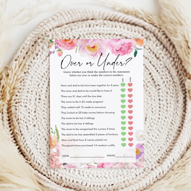 Sobre ou Sob Jogo | Jogo do chá de fraldas (Criador carregado)