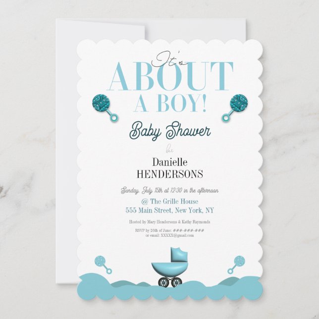 Sobre um Convite para Chás de fraldas de Meninos (Frente)