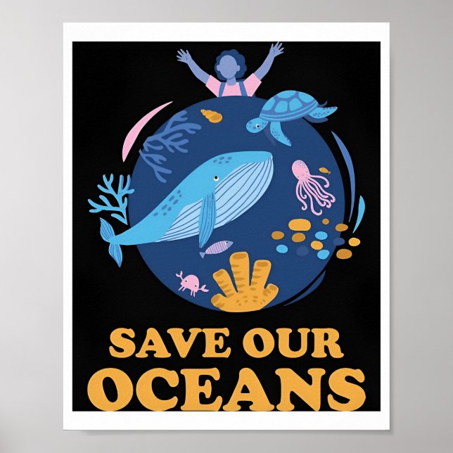 Sobrepesca Salve o Poster dos Nossos Oceanos (Frente)