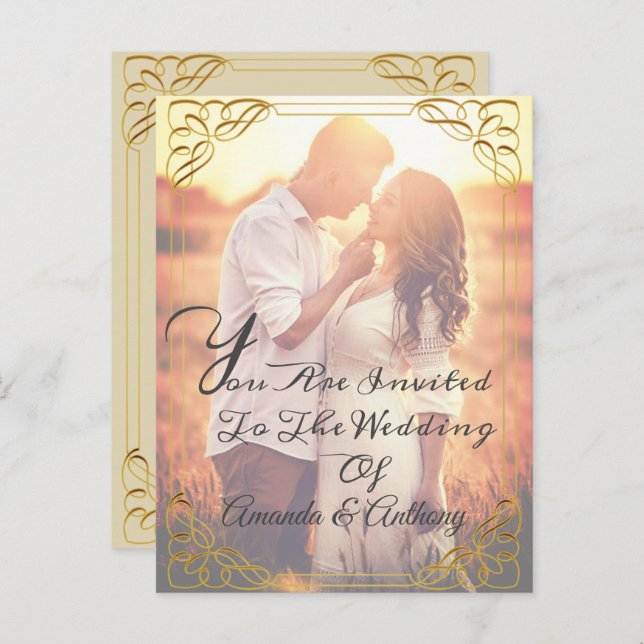 Sobrepor convite de casamento elegante para orçame (Frente/Verso)