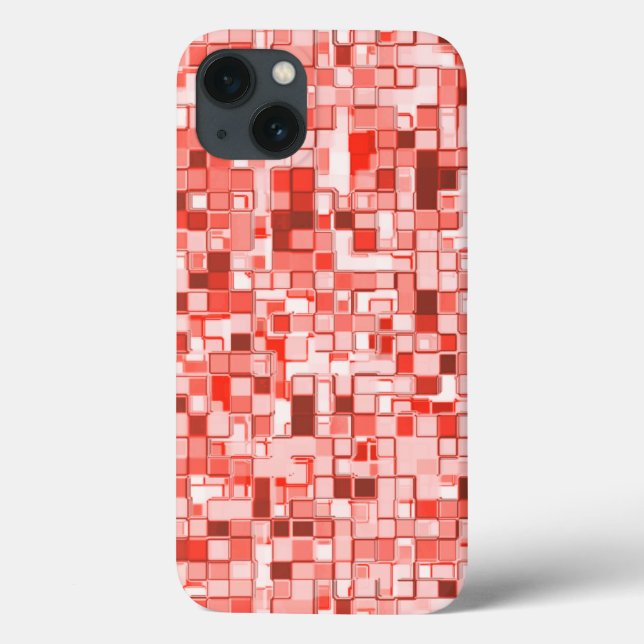 Sobreposição de pequenos quadrados, tons de vermel (Verso)