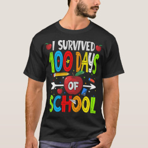Sobrevivi 100 Dias De Camiseta De Escola Feliz 100