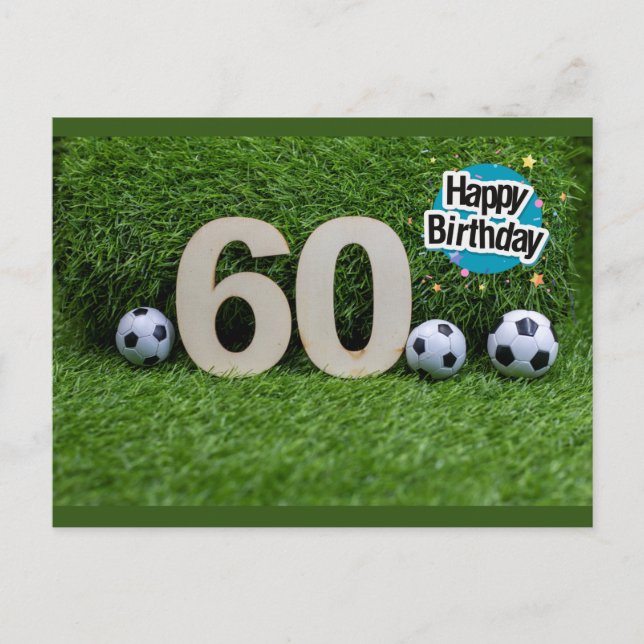 Soccer 60º Cartão de aniversário com bola em verde (Frente)
