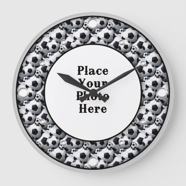 Soccer Balls Enquadra Seu Relógio De Parede Fotogr (Frente)