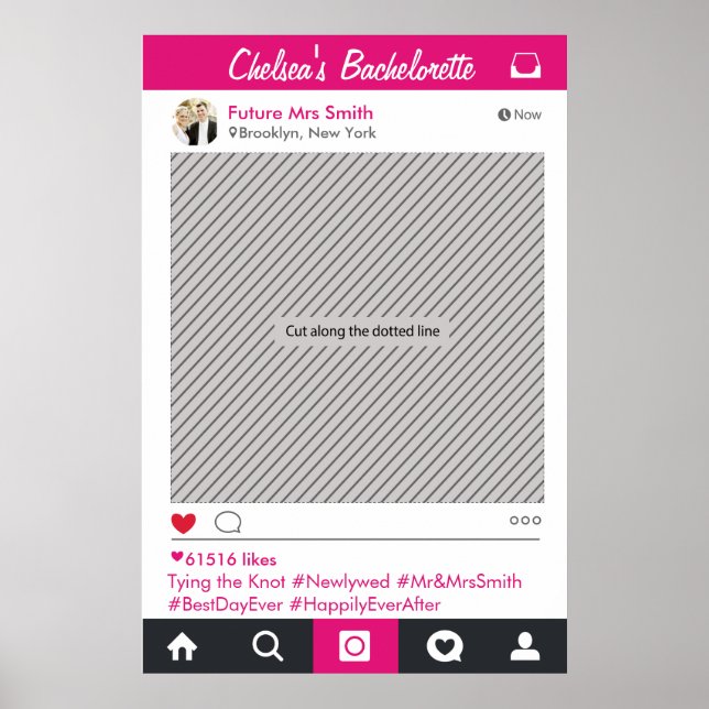 Social Media Party Frame Photo Booth Prop Poster (Frente)