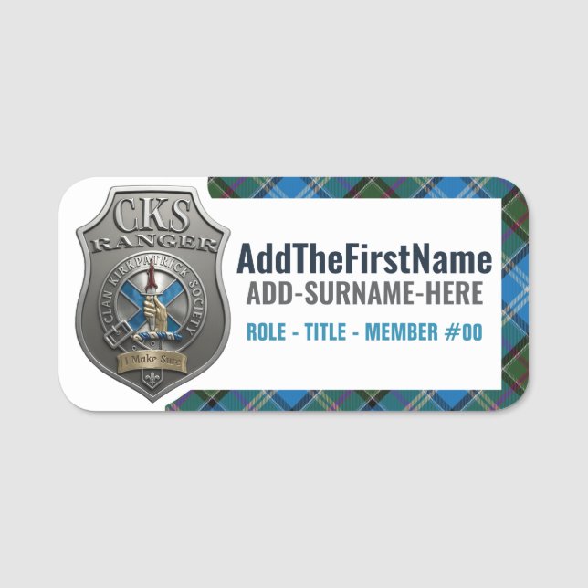 Sociedade Clan Kirkpatrick -- Etiqueta de Nome de  (Frente)