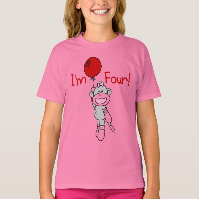 Sock Monkey 4º Aniversário Camisetas e presentes (Frente)