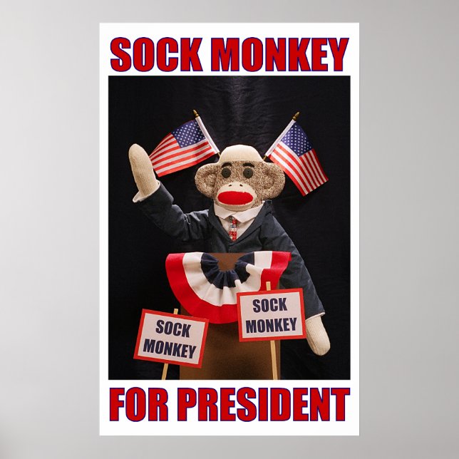 Sock Monkey para o presidente Poster (Frente)
