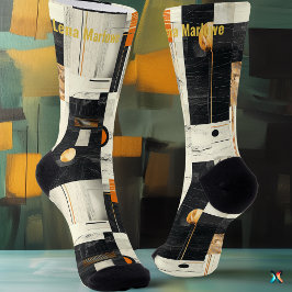 Sofisticado Abstrato Geométrico Preto e Laranja
