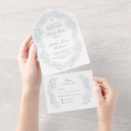 Sofisticado Casamento Clássico Azul Regência Scrip