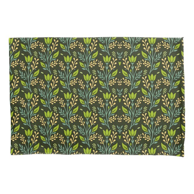 Sofisticado design de padrão floral azul e bege (Frente-Esquerda)