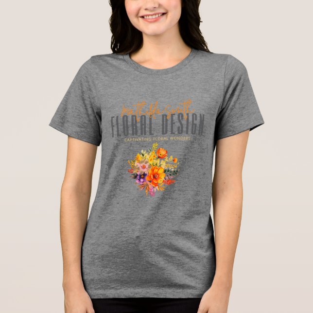 Sofisticado Design Floral Flores Cinza Laranja (Frente)
