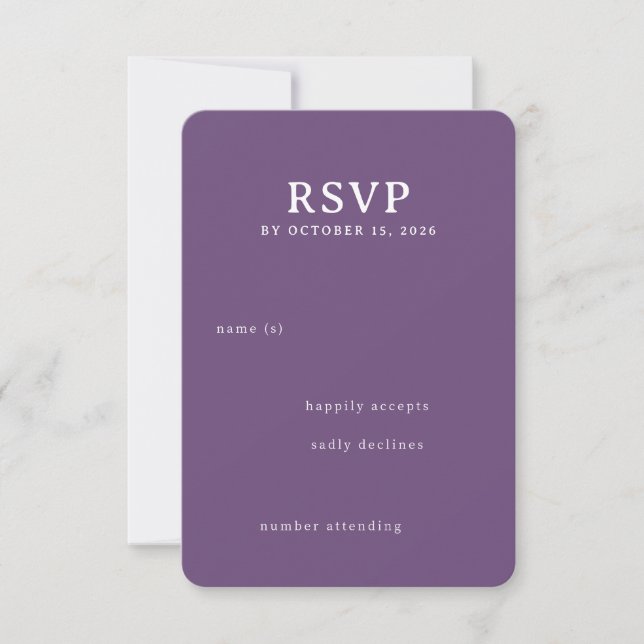 Sofisticado RSVP Tipográfico Roxo (Frente)