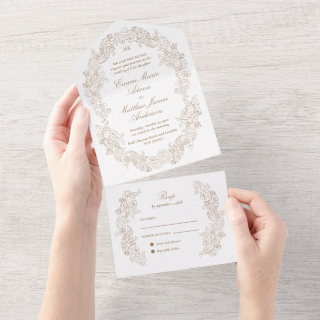Sofisticado Script Clássico Casamento Dourado (Tearaway)