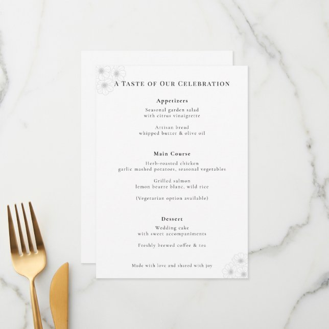 Soft Bloom Elegance Wedding Menu (Frente/Verso In Situ)