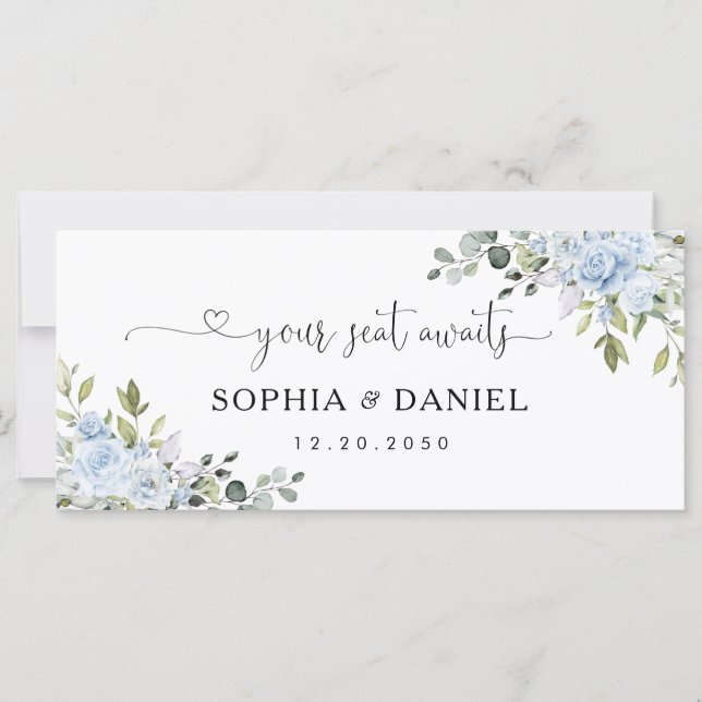 Soft Blue Botanical Wedding Head Table Sign (Frente)