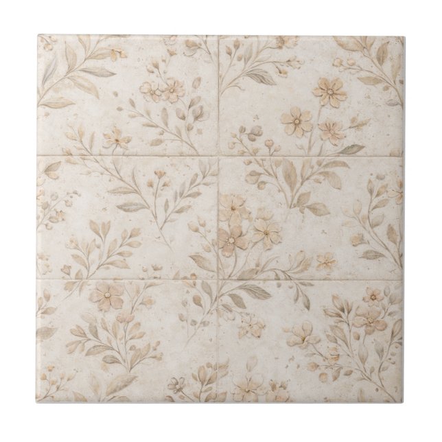 Soft Botanical Seamless Timeless Ceramic Tile (Frente)