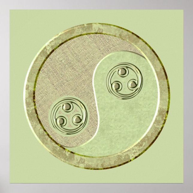 Soft Celadon Green Yin Yang Poster (Frente)