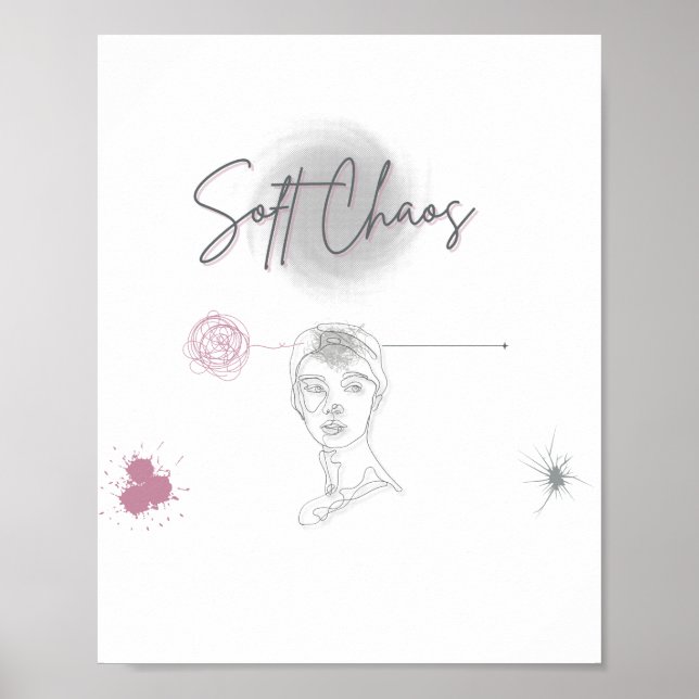 Soft Chaos _Minimal Line Art Poster  (Frente)