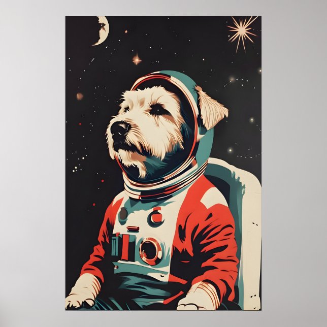 Soft Coated Wheaten Terrier Astronaut Poster (Frente)