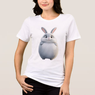 Soft Gray Round Bunny Tee | Cute Zodiac Rabbit