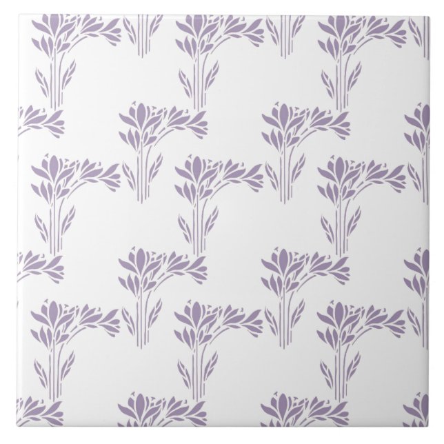 Soft Lavender Botanical Pattern Tile (Frente)