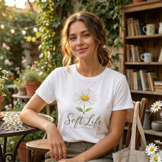 Soft Life Aesthetic Daisy Watercolor Floral T-Shir