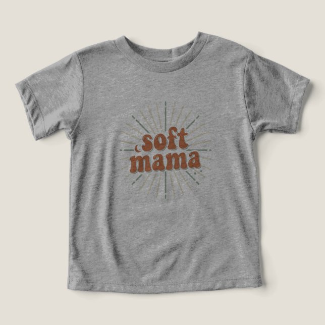 Soft Mama: Retro Groovy Sunburst Maternidade Tipog (Design frontal)