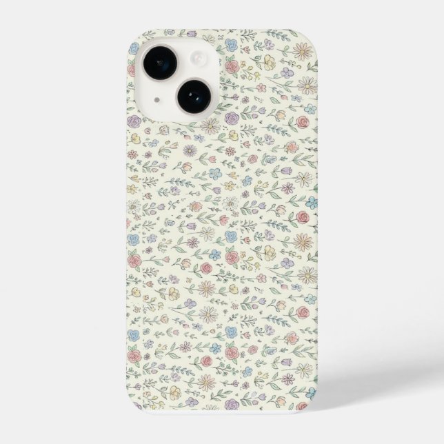 Soft Pastel Floral Pattern Cute Phone case (Verso)