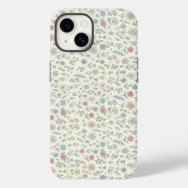 Soft Pastel Floral Pattern Cute Phone case (Verso)