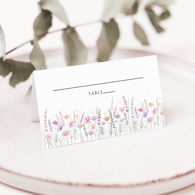 Soft Pastel Floral Wildflower Wedding Place Card (Criador carregado)