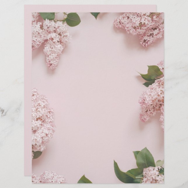 Soft pastel Pink lilacs scrapbook paper (Frente/Verso)