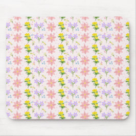 Soft Pastel Wildflower Botanical Pattern Mousepad 