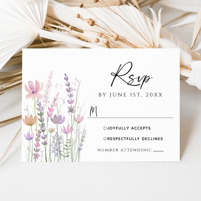 Soft Pastel Wildflower Wedding RSVP Card (Criador carregado)