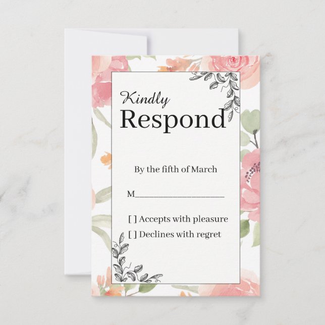 Soft Peach Spring Garden Wedding RSVP (Frente)