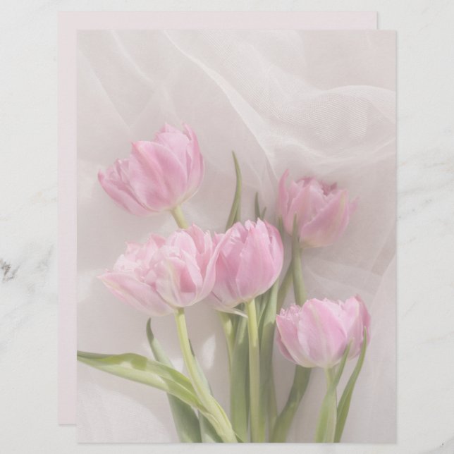 Soft pink tulips scrapbook paper (Frente/Verso)